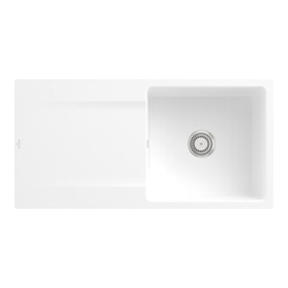 V&B Évier affleurant Siluet 60 Flat avec garniture vidage, blanc CeramicPlus
