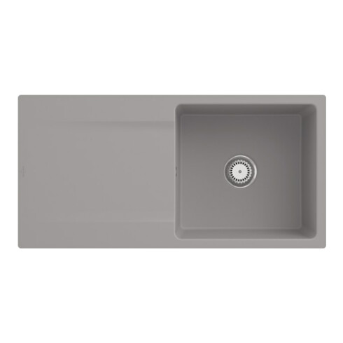 V&B Évier affleurant Siluet 60 Flat avec garniture vidage, fossil CeramicPlus