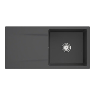 V&B Évier affleurant Siluet 60 Flat avec garniture vidage, manuel, graphite CeramicPlus