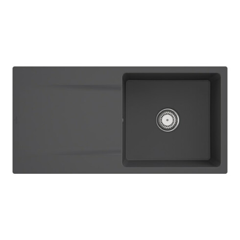 V&B Évier affleurant Siluet 60 Flat avec garniture vidage, manuel, graphite CeramicPlus