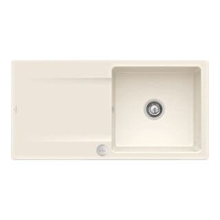 V&B Évier affleurant Siluet 60 Flat m garniture vidage, excentrique, crema CeramicPlus