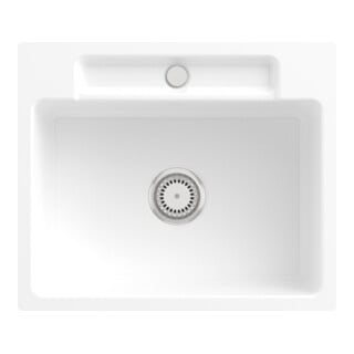 V&B Évier affleurant Siluet 60 S Flat avec garniture vidage, commande manuelle, blanc alpin