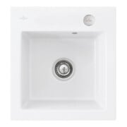 V&B Évier affleurant Subway 45 XS Flat avec garniture, excentrique, blanc pierre
