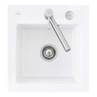 V&B Évier affleurant Subway 45 XS Flat avec garniture vidage, commande excentrique, blanc