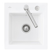 V&B Évier affleurant Subway 45 XS Flat avec garniture vidage, commande excentrique, blanc