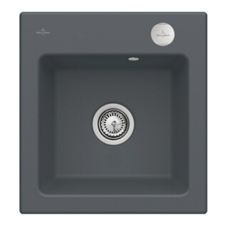 V&B évier affleurant Subway 45 XS Flat avec garniture vidage, commande excentrique, graphite