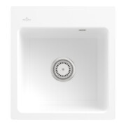 V&B Évier affleurant Subway 45 XS Flat avec garniture vidage, commande manuelle, blanc pierre