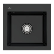 V&B Évier affleurant Subway 50 S Flat avec garniture, commande manuelle, noir pur