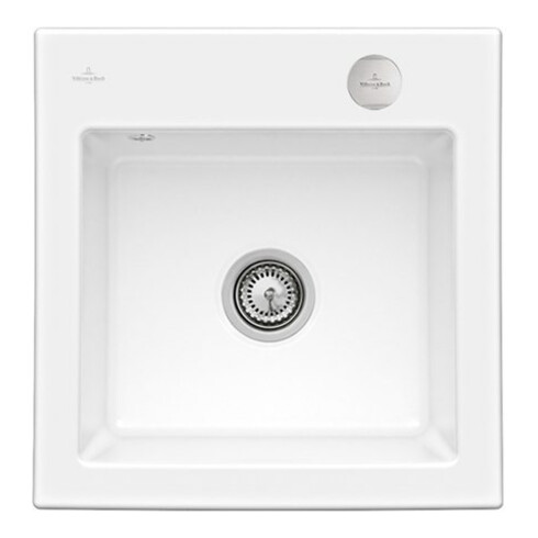 V&B Évier affleurant Subway 50 S Flat avec garniture, excentrique, blanc neige
