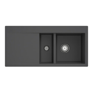 V&B Évier affleurant Subway 60 Flat droite, avec garniture, commande manuelle, graphite