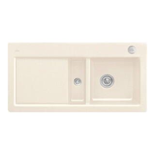 V&B Évier affleurant Subway 60 Flat droite, avec garniture vidage, excentrique, crema