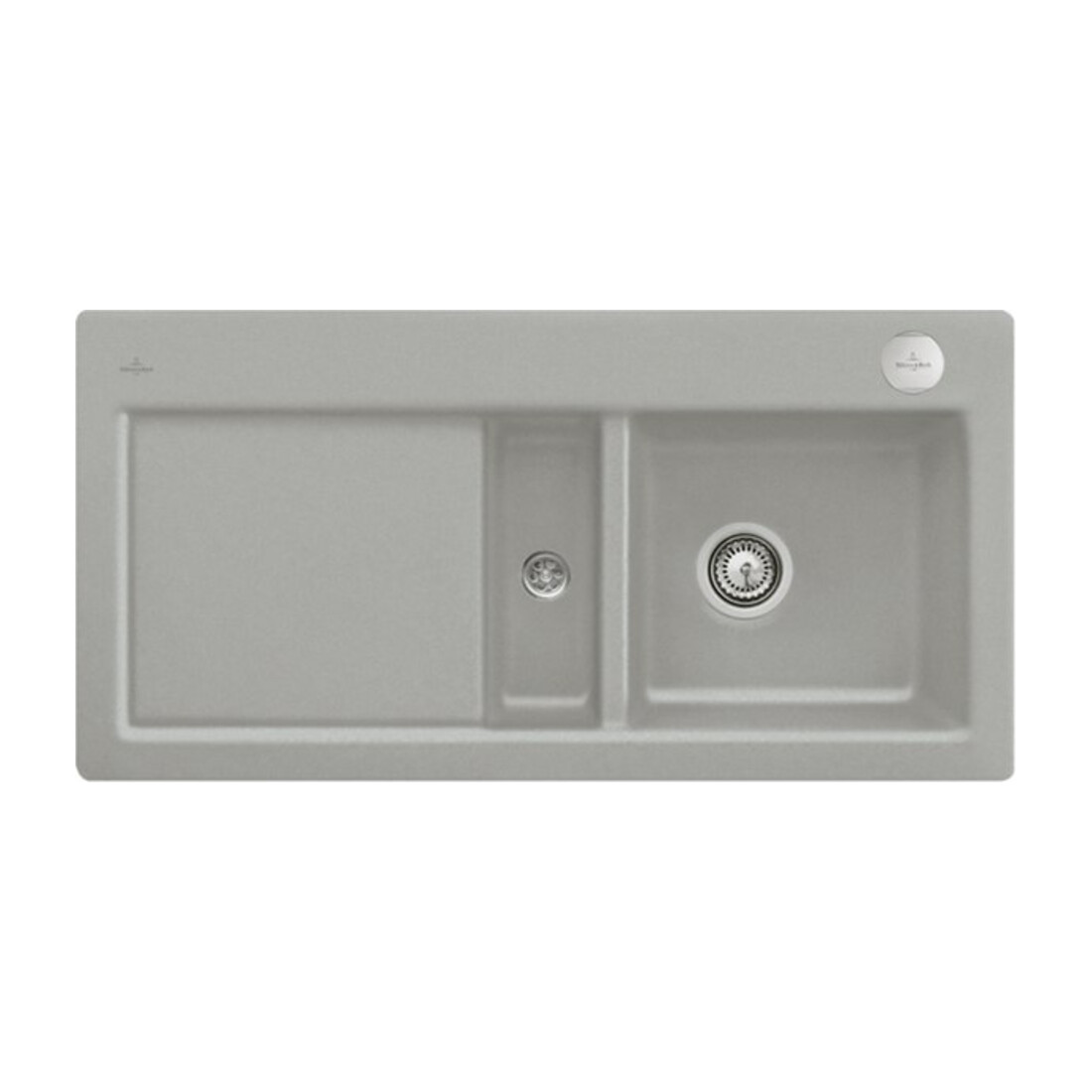 V&B Évier affleurant Subway 60 Flat droite, avec garniture vidage, excentrique, fossil