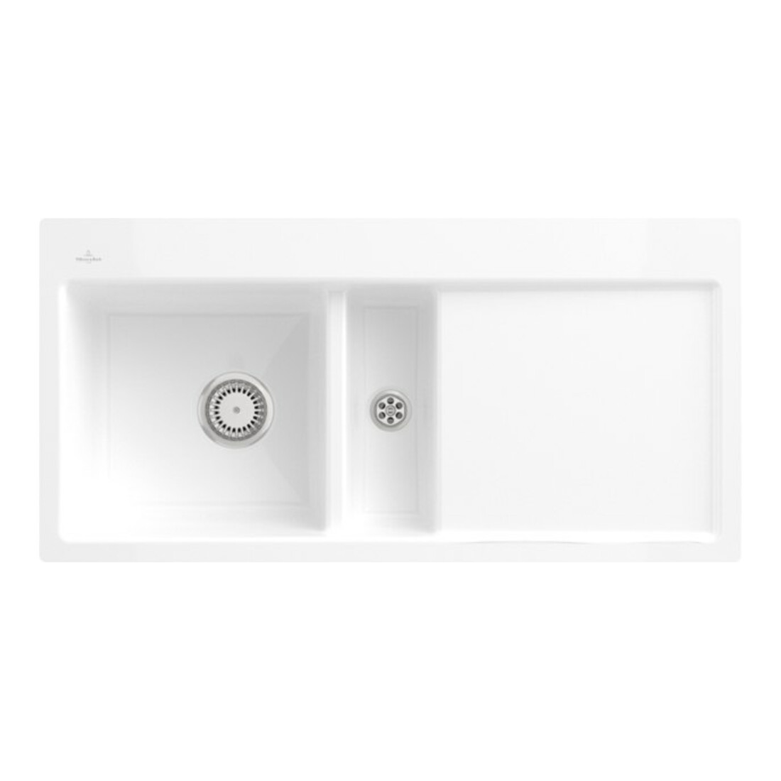 V&B Évier affleurant Subway 60 Flat gauche, avec garniture, commande manuelle, blanc