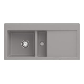 V&B Évier affleurant Subway 60 Flat gauche, avec garniture vidage, commande manuelle, fossil