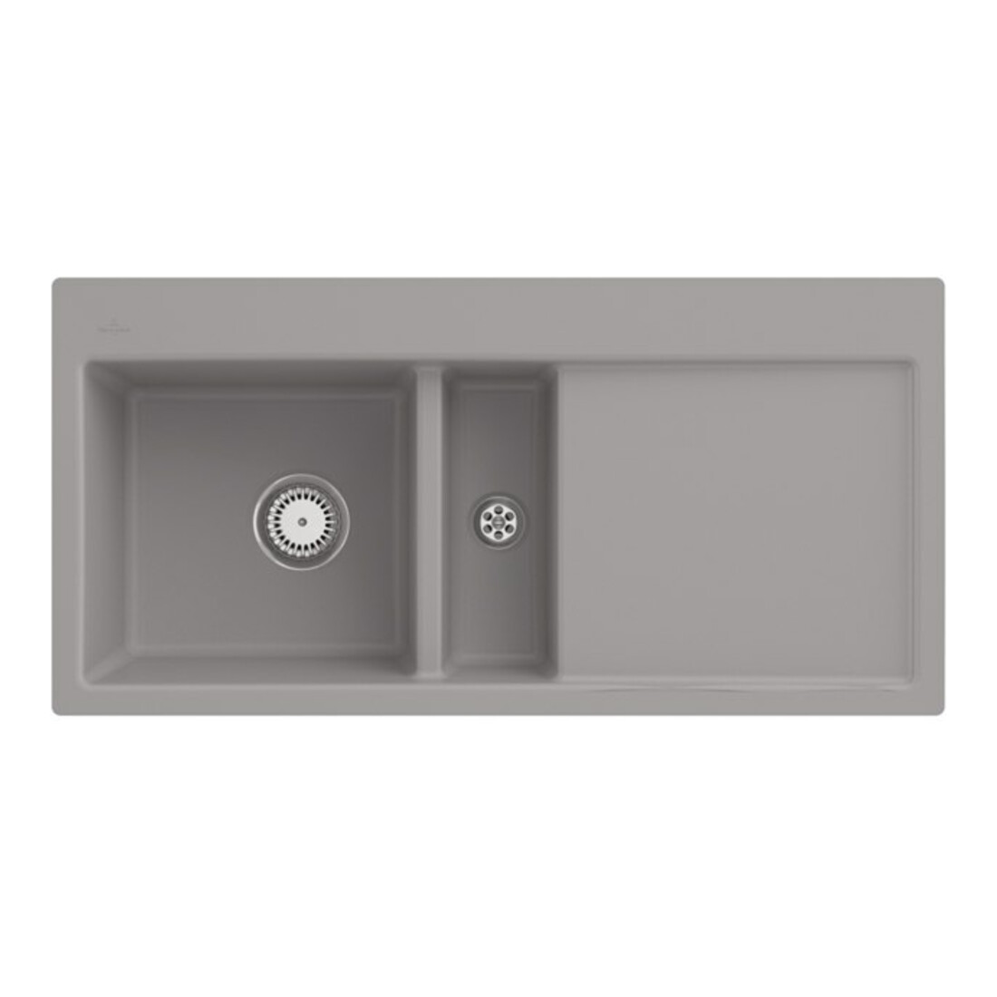 V&B Évier affleurant Subway 60 Flat gauche, avec garniture vidage, commande manuelle, fossil