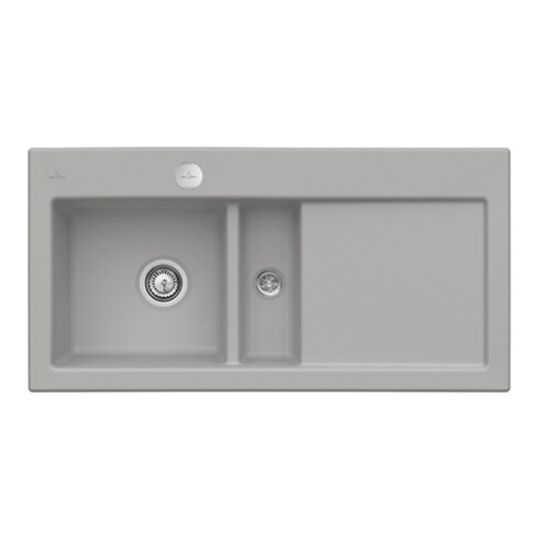 V&B Évier affleurant Subway 60 Flat gauche, avec garniture vidage, excentrique, fossil