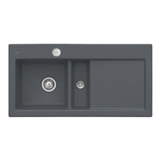 V&B Évier affleurant Subway 60 Flat gauche, avec garniture vidage, excentrique, graphite