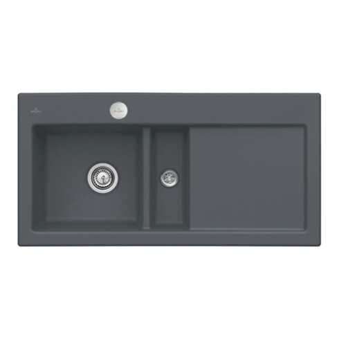V&B Évier affleurant Subway 60 Flat gauche, avec garniture vidage, excentrique, graphite