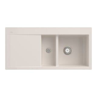 V&B Évier affleurant Subway 60 Flat re, avec garniture de vidage, commande manuelle, crema