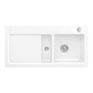 V&B Évier affleurant Subway 60 Flat re, avec garniture vidage, excentrique, blanc neige