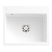 V&B Évier affleurant Subway 60 S Flat avec garniture de vidage, commande manuelle, blanc