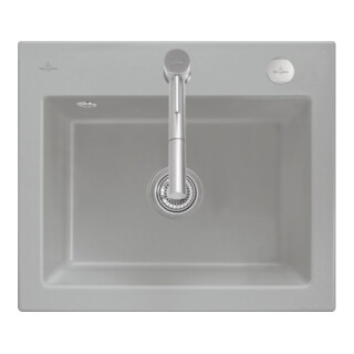 V&B Évier affleurant Subway 60 S Flat avec garniture vidage, commande excentrique, fossil