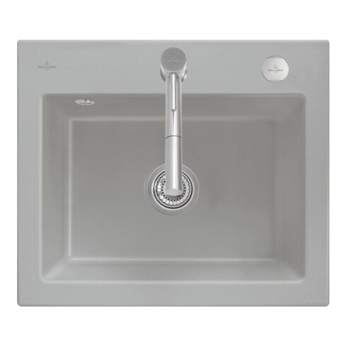 V&B Évier affleurant Subway 60 S Flat avec garniture vidage, commande excentrique, fossil