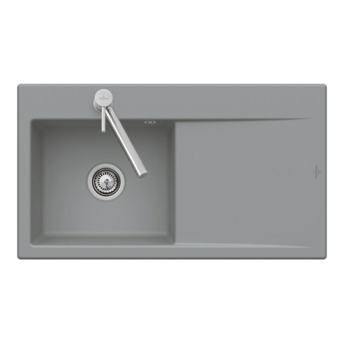 V&B Évier affleurant Subway Style 50 Flat droite, avec garniture, excentrique, chrome C-plus