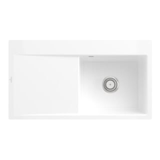 V&B Évier affleurant Subway Style 50 Flat droite, avec garniture, robinet, blanc sn C-plus