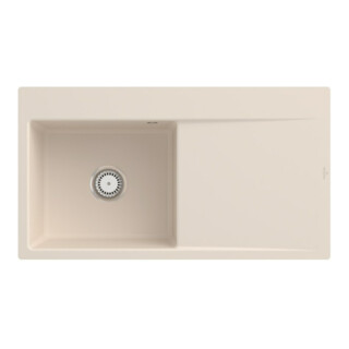 V&B évier affleurant Subway Style 50 Flat gauche, avec garniture, ivoire CeramicPlus