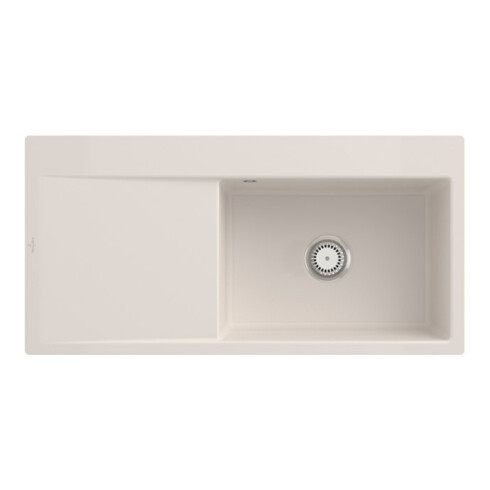 V&B Évier affleurant Subway Style 60 Flat droite, avec garniture, crema CeramicPlus