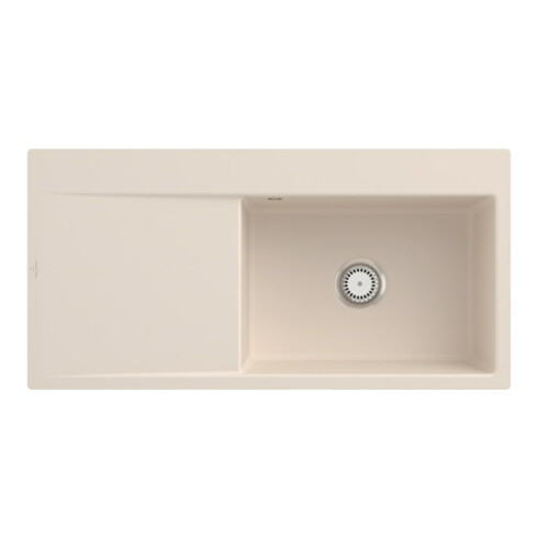 V&B évier affleurant Subway Style 60 Flat droite, avec garniture vidage, ivoire CeramicPlus