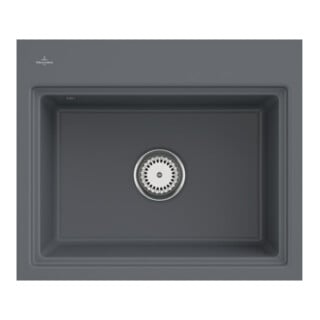 V&B évier affleurant Subway Style 60 S Flat D, avec garniture vidage, commande manuelle, graphite
