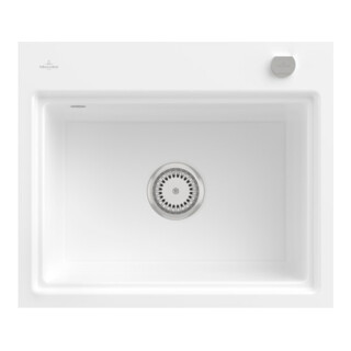 V&B évier affleurant Subway Style 60 S Flat droite, avec garniture, blanc neige