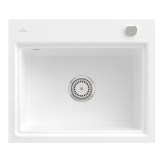 V&B Évier affleurant Subway Style 60 S Flat droite, avec garniture, blanc pierre