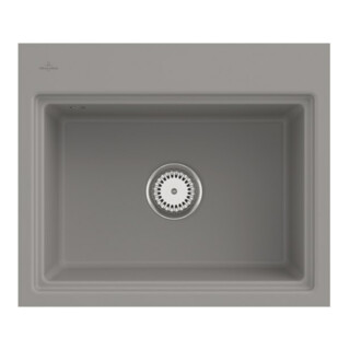 V&B Évier affleurant Subway Style 60 S Flat droite, avec garniture vidage, commande manuelle, fossil