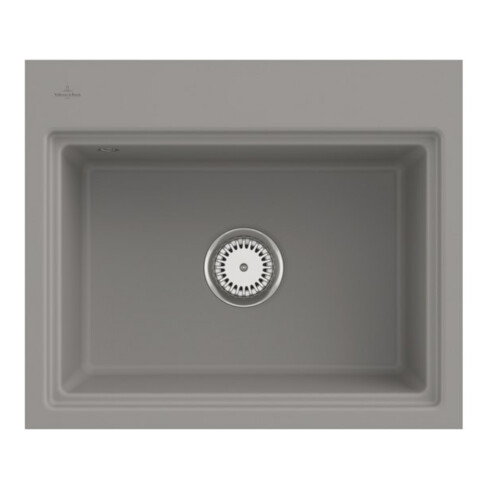 V&B Évier affleurant Subway Style 60 S Flat droite, avec garniture vidage, commande manuelle, fossil
