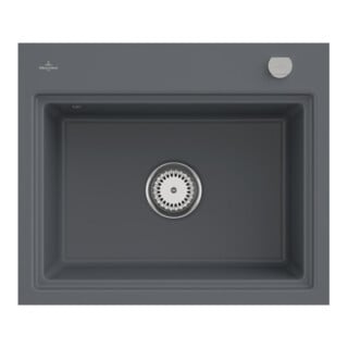V&B Évier affleurant Subway Style 60 S Flat droite, avec garniture vidage, commande manuelle, graphite