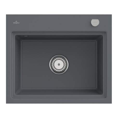 V&B Évier affleurant Subway Style 60 S Flat droite, avec garniture vidage, commande manuelle, graphite