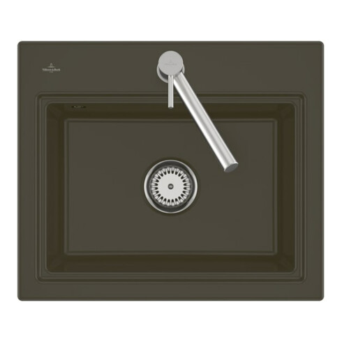 V&B Évier affleurant Subway Style 60 S Flat gauche, avec garniture, excentrique, blanc alpin