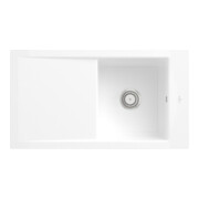 V&B Évier affleurant Timeline 50 Flat avec garniture vidage, commande manuelle, blanc neige