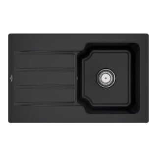V&B Évier Architectura 45 m garniture vidage, commande manuelle, noir pur