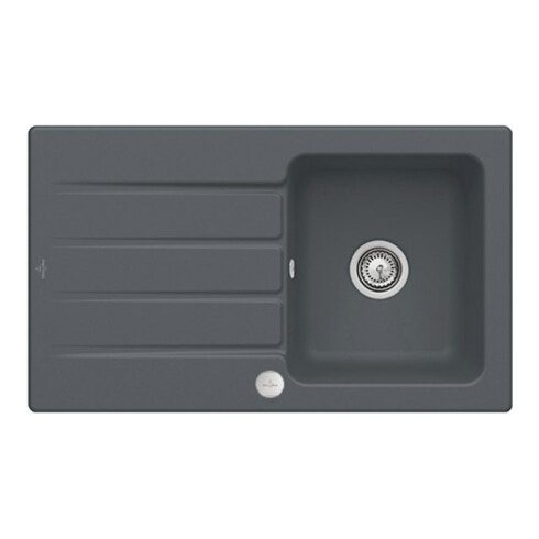 V&B Évier Architectura 50 m avec garniture vidage, excentrique, gris CeramicPlus
