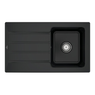 V&B Évier Architectura 50 m Garniture vidage, commande manuelle, noir pur