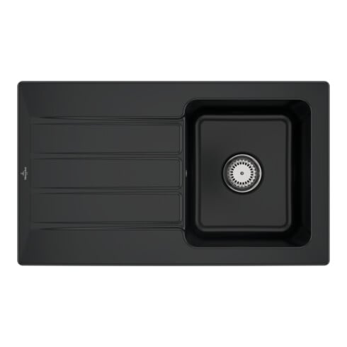 V&B Évier Architectura 50 m Garniture vidage, commande manuelle, noir pur