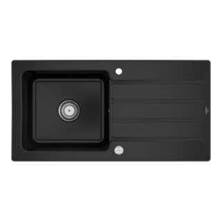 V&B Évier Architectura 60 cm avec garniture vidage, excentrique, noir pur