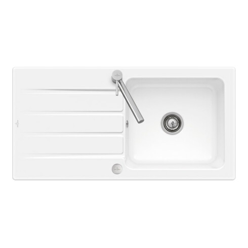 V&B Évier Architectura 60 cm Garniture vidage, excentrique, blanc alp C-plus