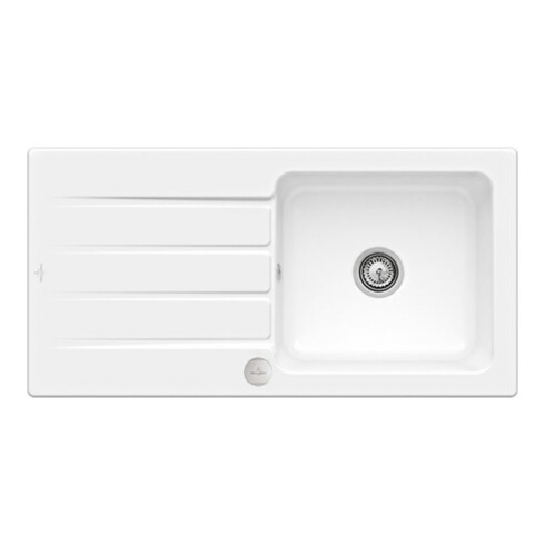 V&B Évier Architectura 60 cm Garniture vidage, excentrique, blanc satin CeramicPlus