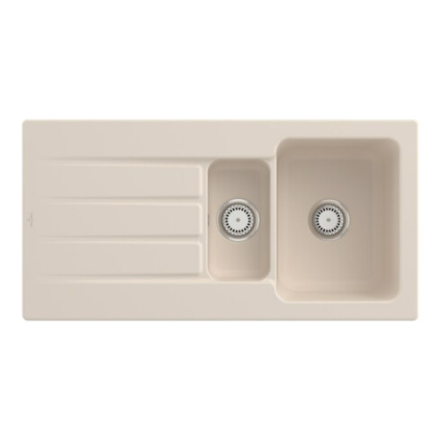 V&B Évier Architectura 60 XR avec garniture vidage, robinet rond, ivoire C-plus