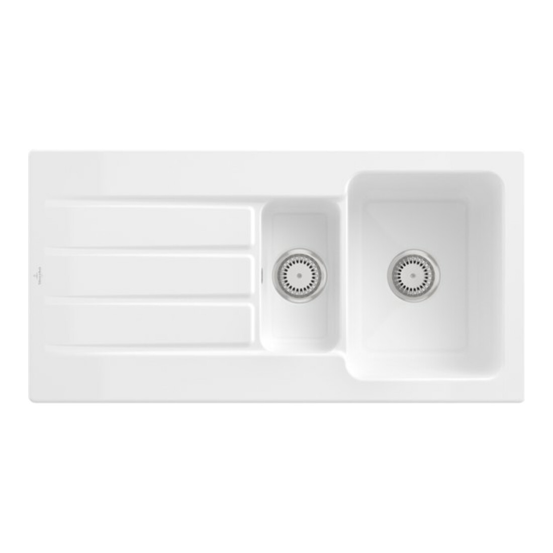 V&B Évier Architectura 60 XR avec garniture vidage, robinetterie ronde, blanc satin C-plus